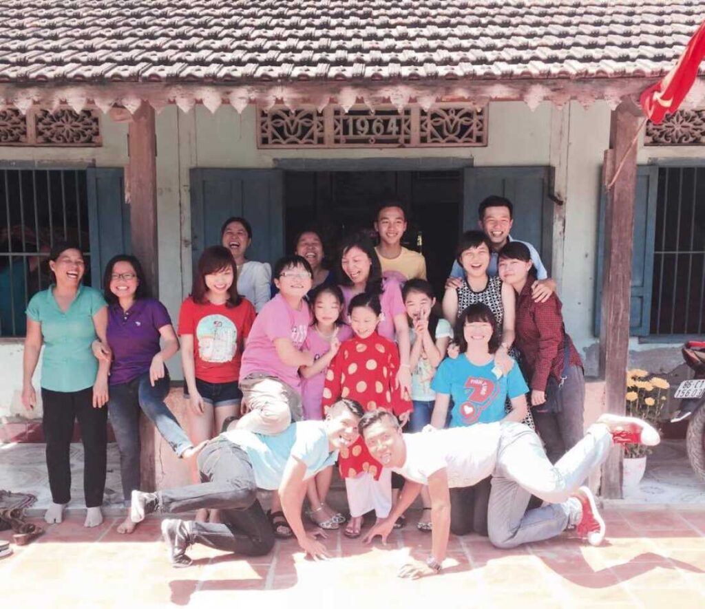 Tran and her family at a Tet, or Vietnamese Lunar New Year celebration.