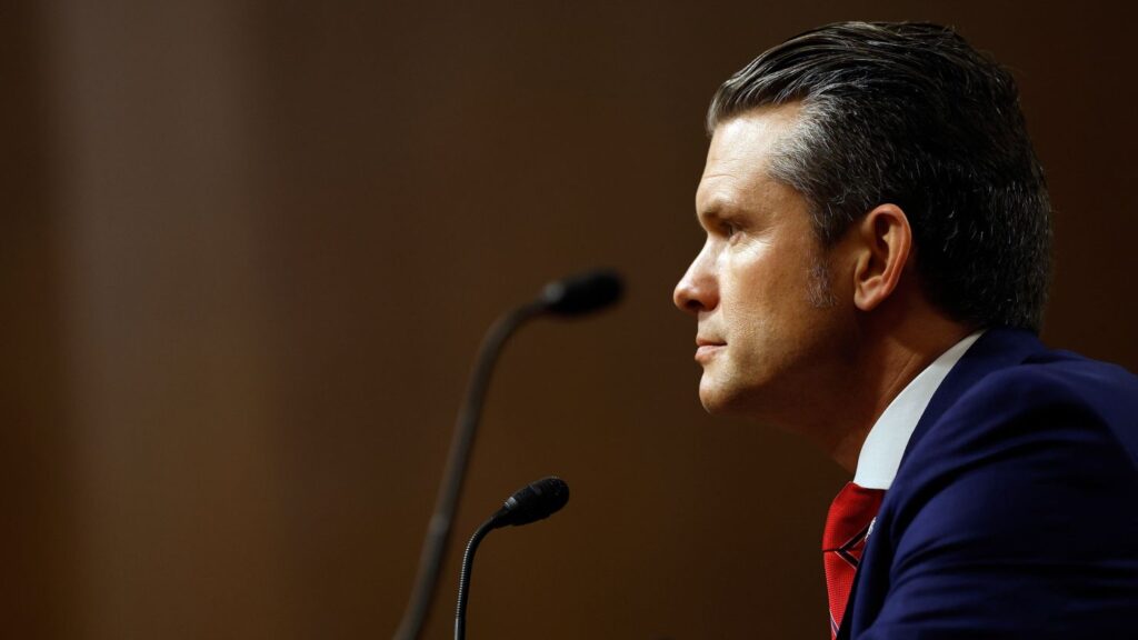 U.S. President-elect Donald Trump's nominee for Secretary of Defense Pete Hegseth testifies during his Senate Armed Services confirmation hearing on Capitol Hill on January 14, 2025, in Washington, DC.