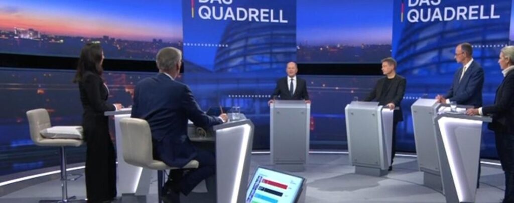 Beim TV-Quadrell trafen die Kanzlerkandidaten von SPD, Grünen, CDU und AfD aufeinander.