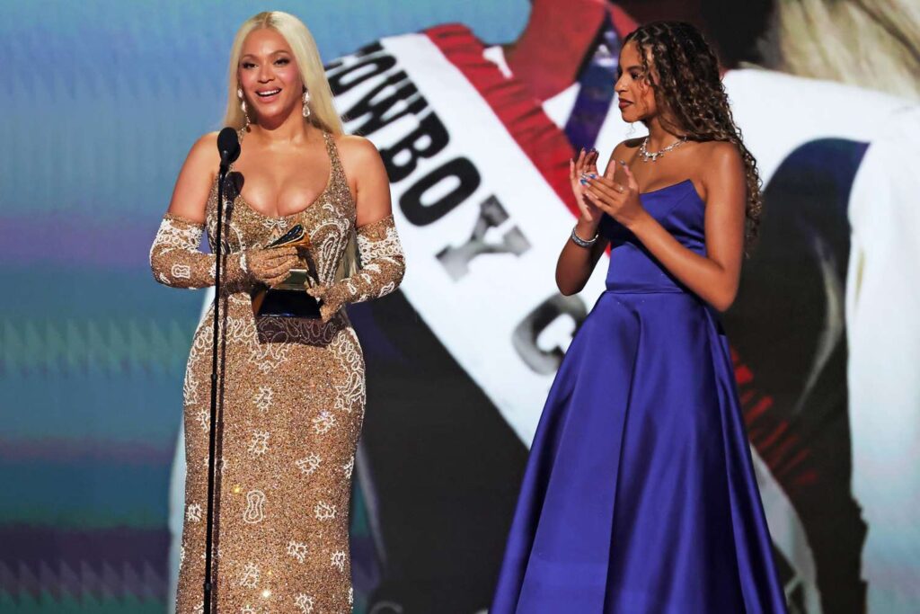 Beyonce accepts the Album of the Year award for "COWBOY CARTER" with Blue Ivy Carter onstage during the 67th Annual GRAMMY Awards at Crypto.com Arena on February 02, 2025 in Los Angeles, California.