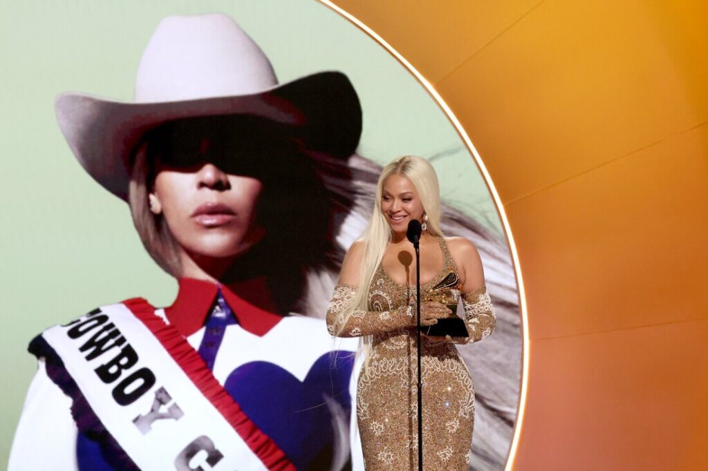 Beyoncé accepts the Best Country Album award for "COWBOY CARTER" onstage during the 67th Annual GRAMMY Awards at Crypto.com Arena on February 02, 2025 in Los Angeles, California. (Photo by Kevin Mazur/Getty Images for The Recording Academy)