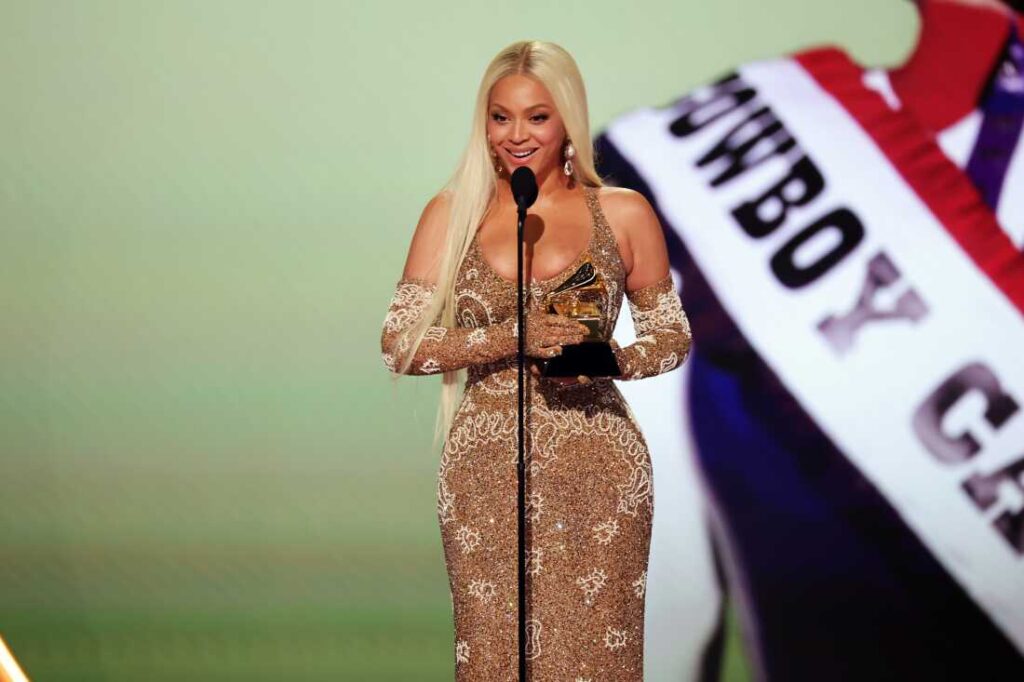 Beyoncé accepts the Best Country Album award for COWBOY CARTER during the 67th Grammy Awards on February 02, 2025 in Los Angeles.