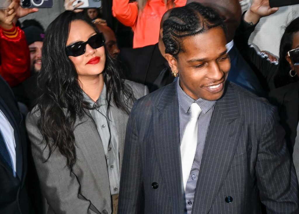 Rihanna and A$AP Rocky are pictured outside of Clara Shortridge Foltz Criminal Justice Center on Feb. 18. (DUTCH/Bauer-Griffin/GC Images)