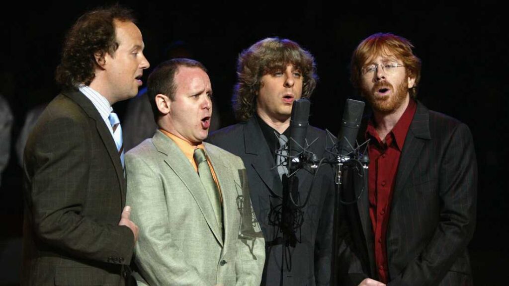 Phish performs the National Anthem before the start of Game 4 of the 2003 NBA Finals between the New Jersey Nets and San Antonio Spurs.