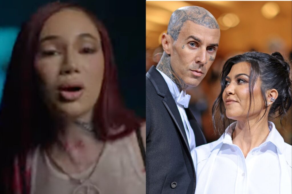 Bhad Bhabie (left) included a Travis Barker lookalike in the music video for her song, ‘Ms. Whitman’