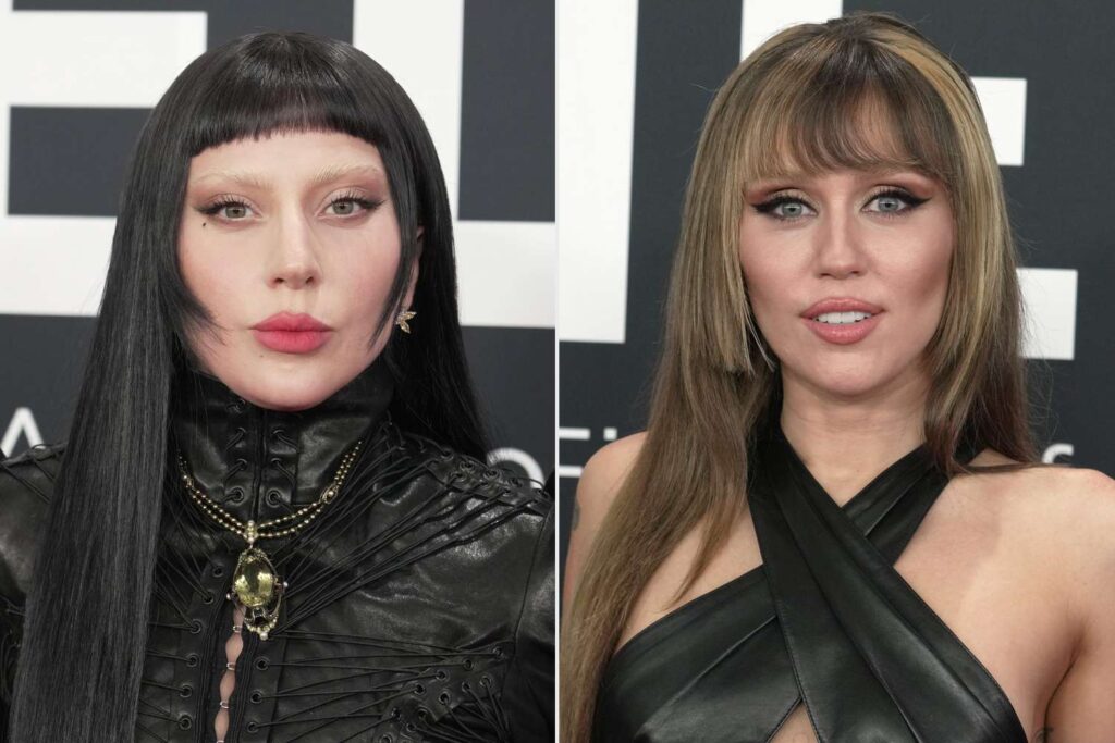 Lady Gaga attends the 67th GRAMMY Awards; Miley Cyrus attends the 67th GRAMMY Awards