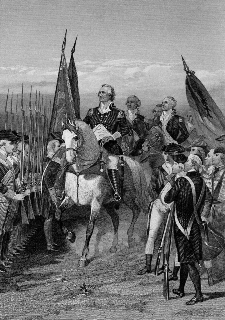 George Washington presents himself at head of army at Cambridge on July 3, 1775. (The New York Public Library/AP)