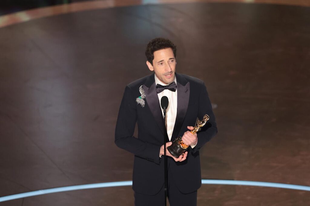 Los Angeles, CA. March 2, 2025: Adrien Brody at the 97th Academy Awards (Oscars) at the Dolby Theatre on March 2, 2025 in Los Angeles, CA. (Myung J. Chun / Los Angeles Times via Getty Images)