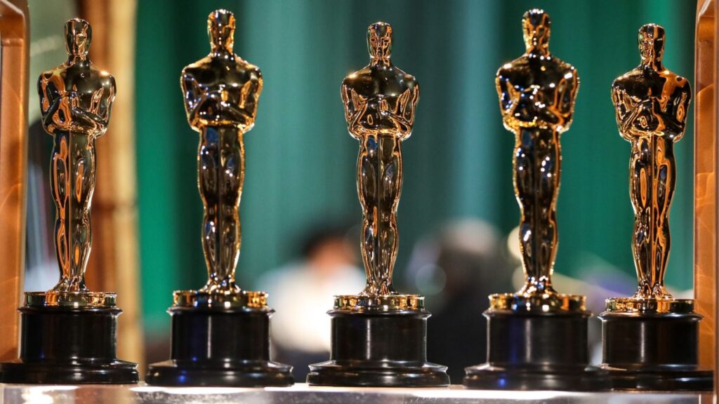 Oscar statuettes are seen backstage on March 12, 2023 in Hollywood, California.