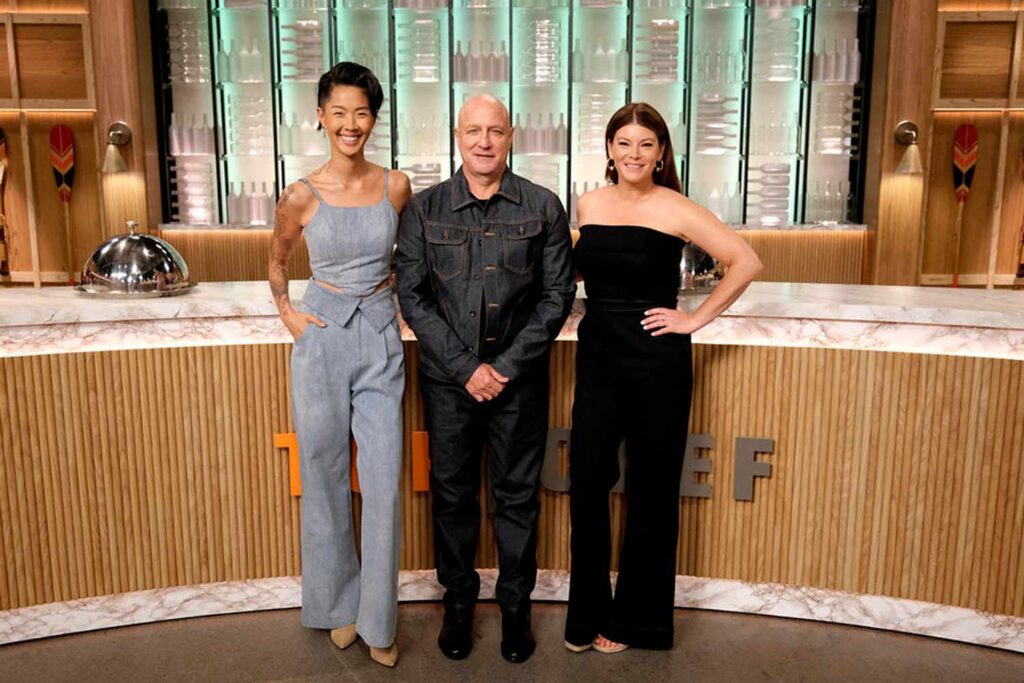 TOP CHEF -- "Across Canada, We Go!" Episode 2201 -- Pictured: (l-r) Kristen Kish, Tom Colicchio, Gail Simmons